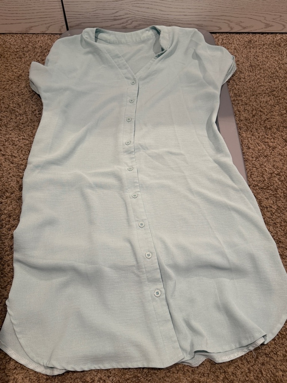 Mint Green Polyester Top with V-Neck